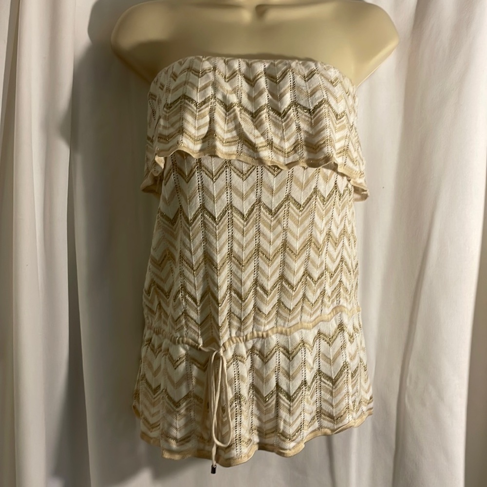 White + Gold Bustier Corset, Size Small from White House Black Market